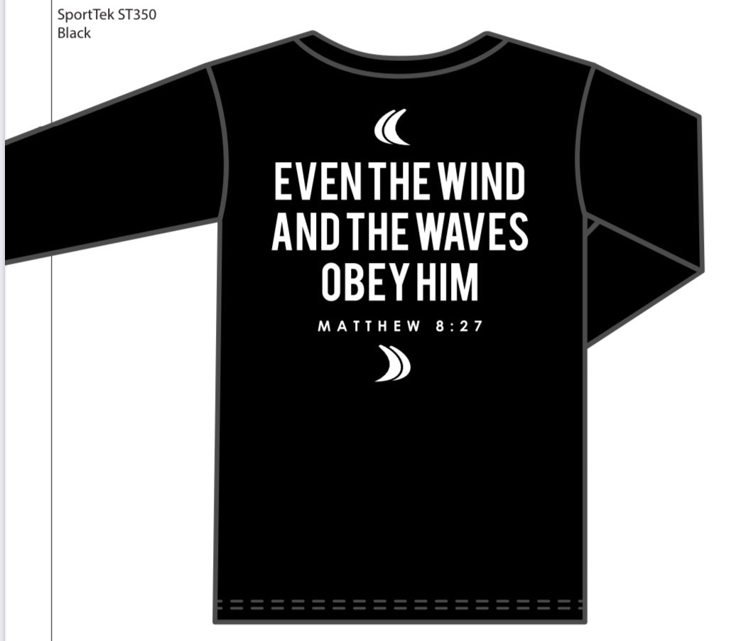 Foam Co  Wind and Waves LONG SLEEVE: Black with White Ink