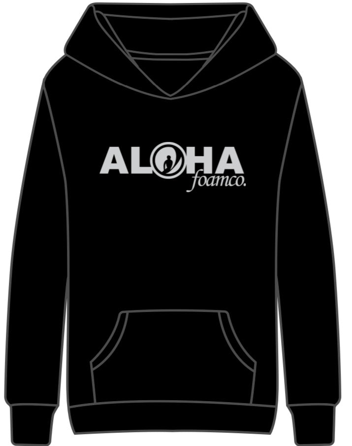 Foam Co Aloha Pullover Hoody: Black with Light Grey