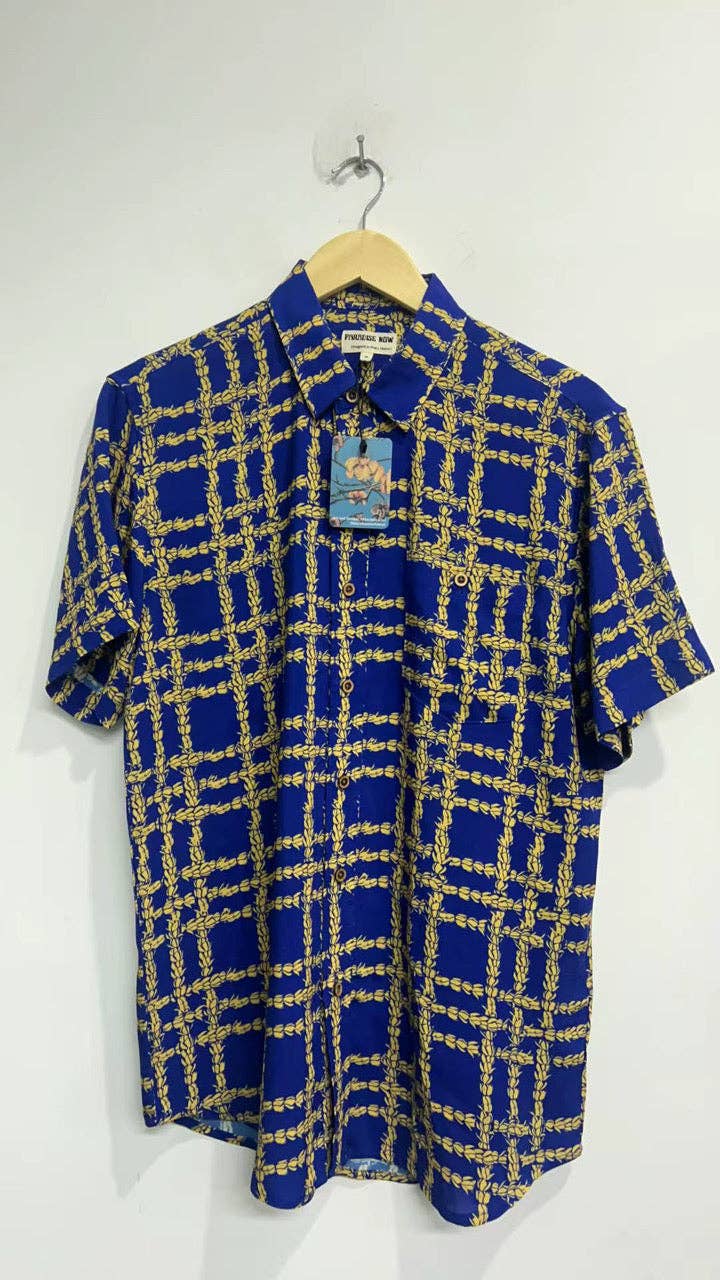 Men's Shirt in Pikake Palaka Royal Gold