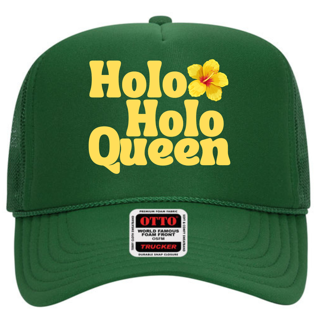 Holoholo Queen Adult Trucker Hat- Yellow Hibiscus