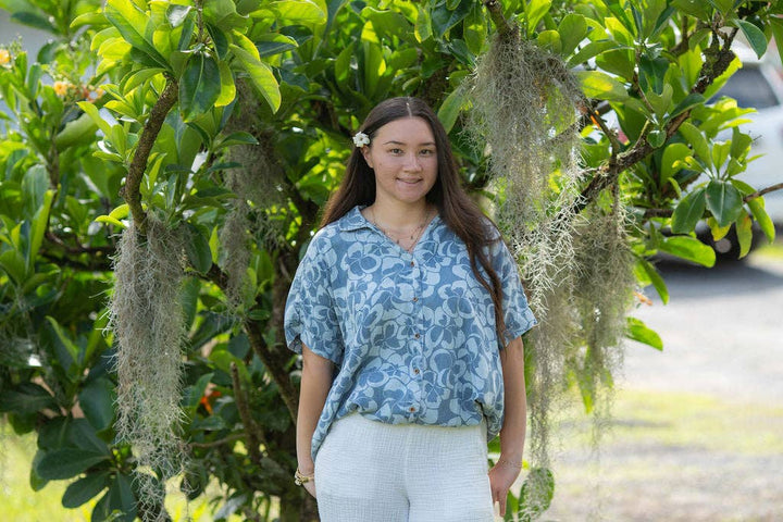Womens Oversized Shirt in Plumeria Heaven