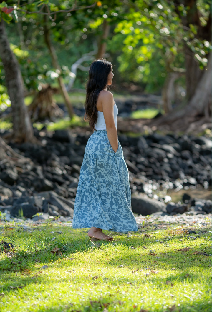 Women's Maxi Skirt in Plumeria Heaven