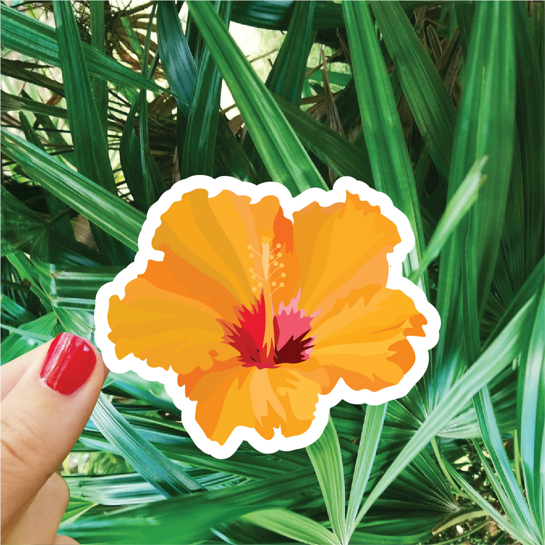 Orange Hibiscus Sticker