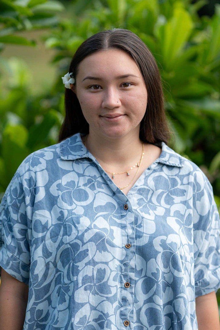 Womens Oversized Shirt in Plumeria Heaven