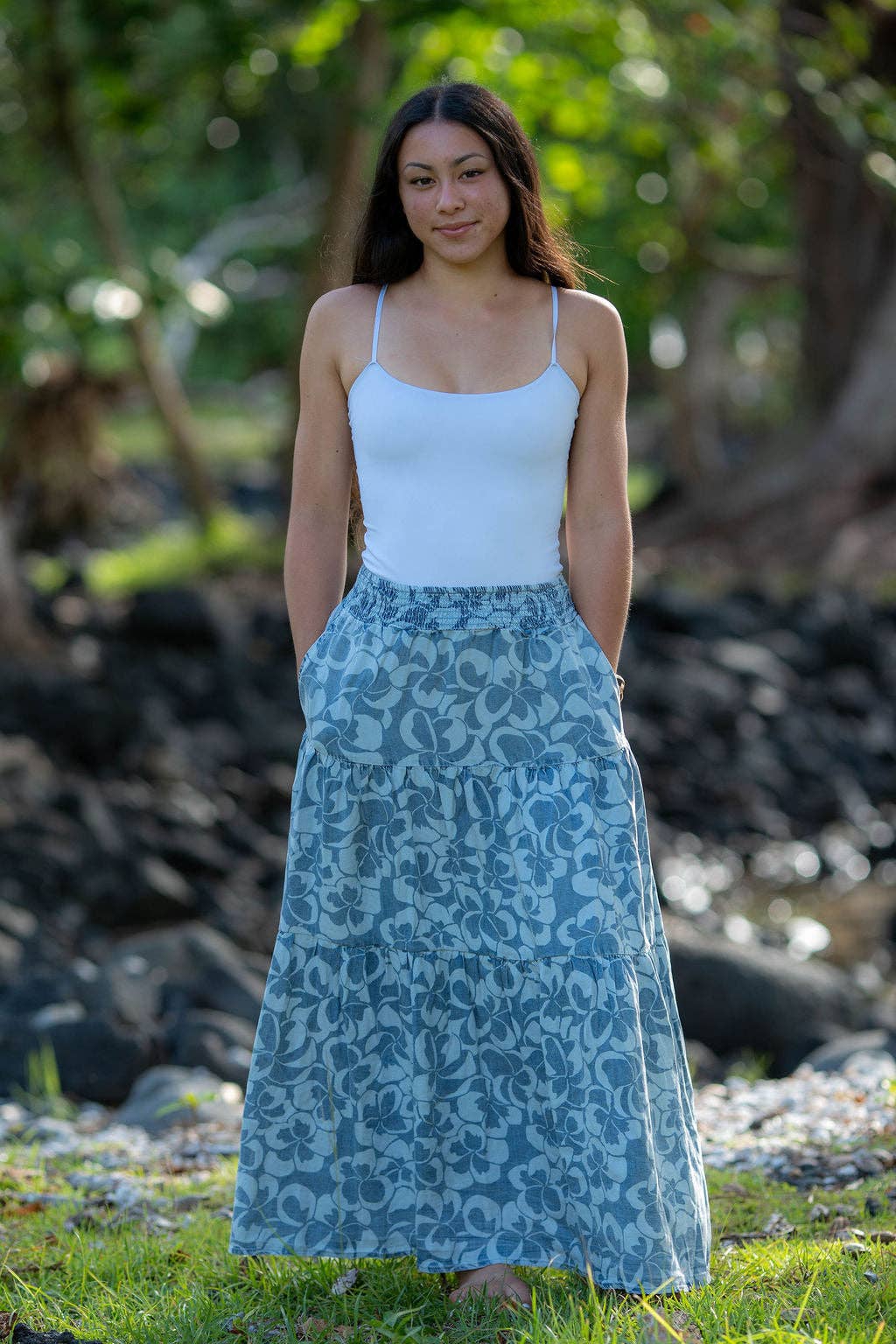 Women's Maxi Skirt in Plumeria Heaven