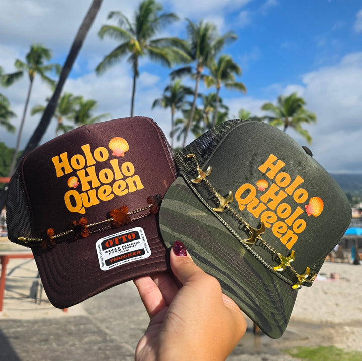 Holoholo Queen Adult Trucker Hat- Sunrise Shell