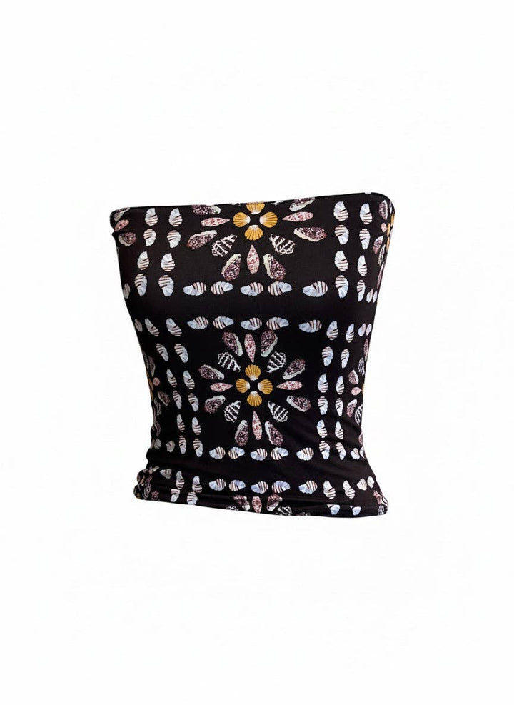 Reversible Bamboo tube top in Shell Quilt