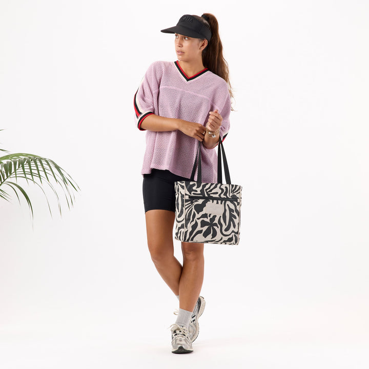 Float Go-To Tote in Black on Sandstone