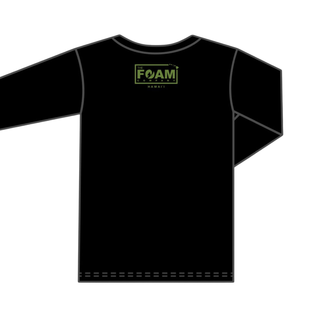 Foam Co: Barrels & Barrels Long Sleeve Shirt: Black w/ Military Green Ink