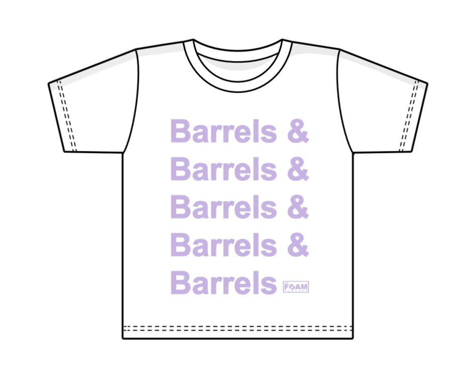 Foam Co: Barrels & Barrels Toddler Shirt:  White w/ Lavendar