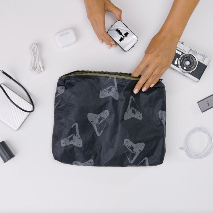 Float Mid Pouch in Black on Sandstone