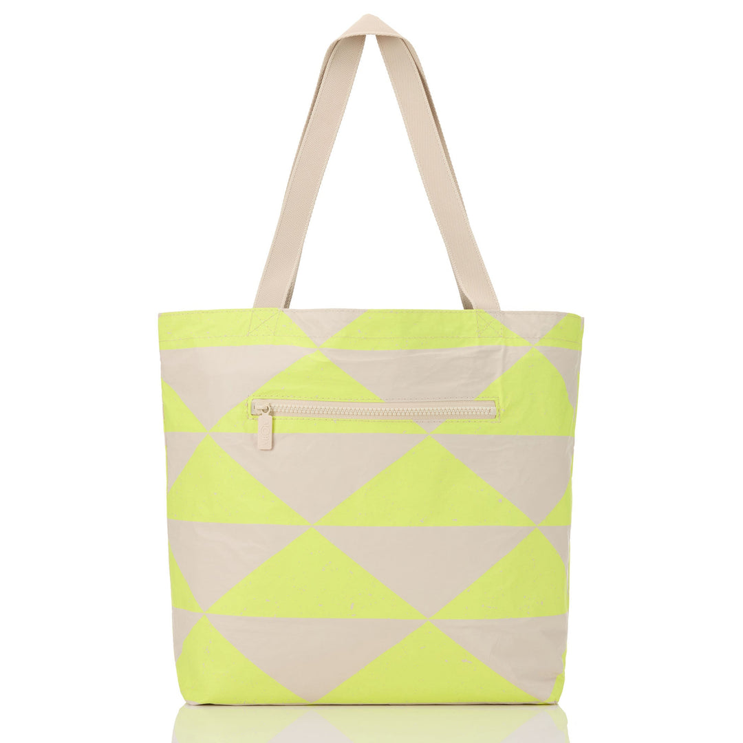 Lei ALOHA Reversible Tote in Highlighter on Sandstone