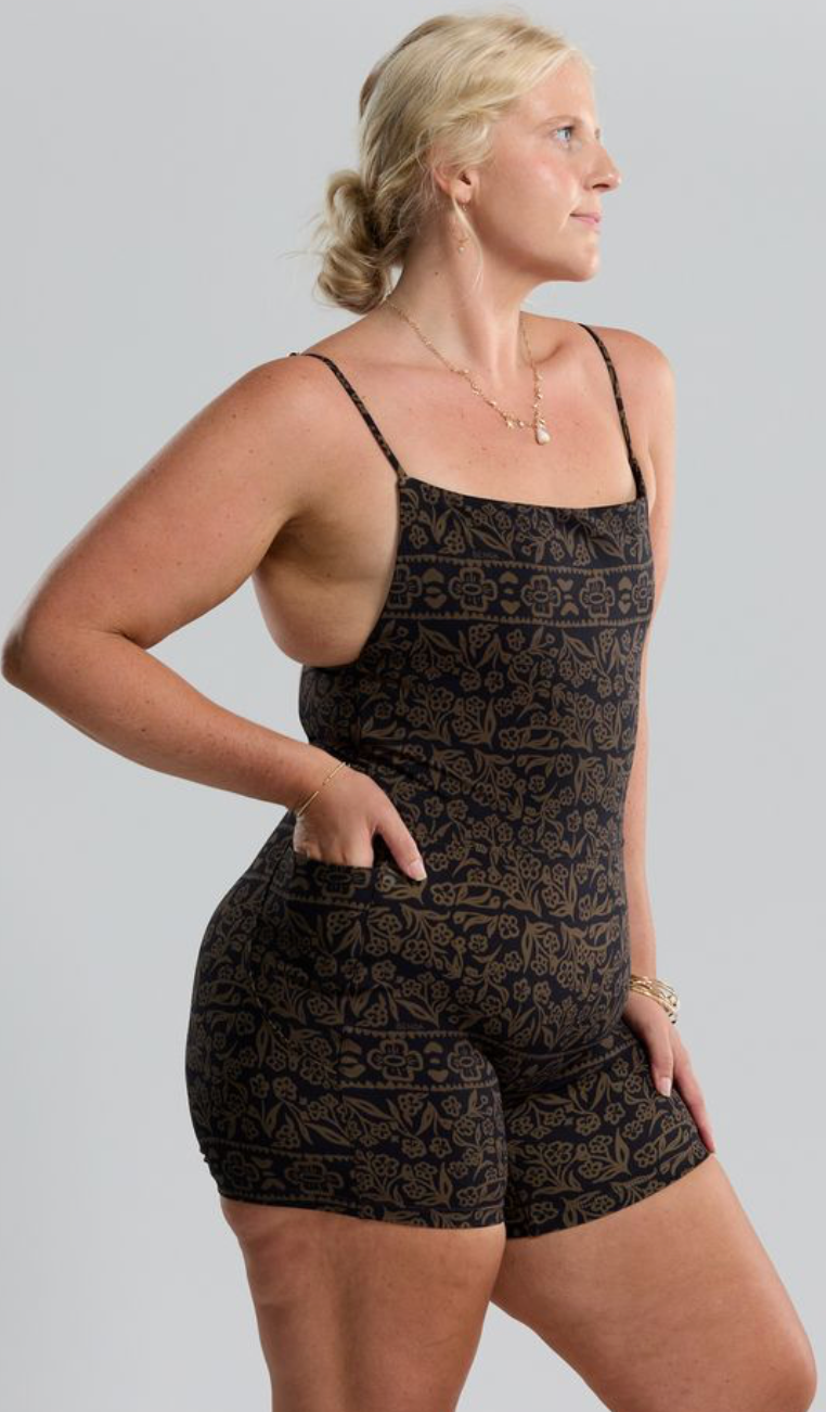 Brynn Romper- Brown Batik