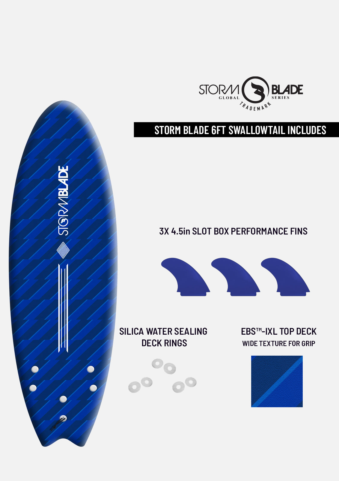 Bloo buy Tide 6ft Swallow Tail Surfboard foam Linez Orange-Blue graphic deck