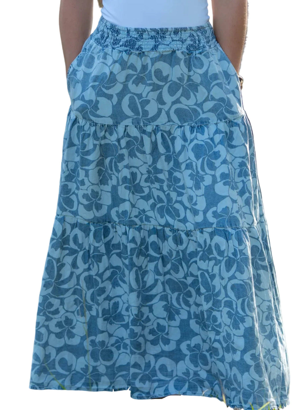 Women's Maxi Skirt in Plumeria Heaven