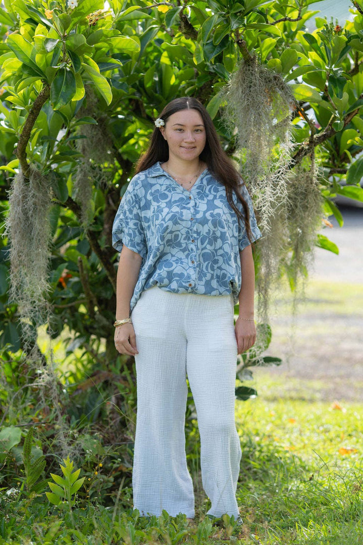 Womens Oversized Shirt in Plumeria Heaven