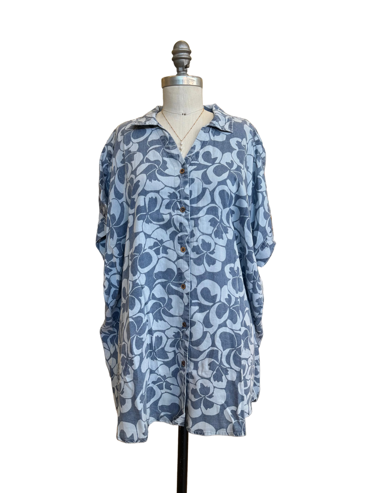 Womens Oversized Shirt in Plumeria Heaven