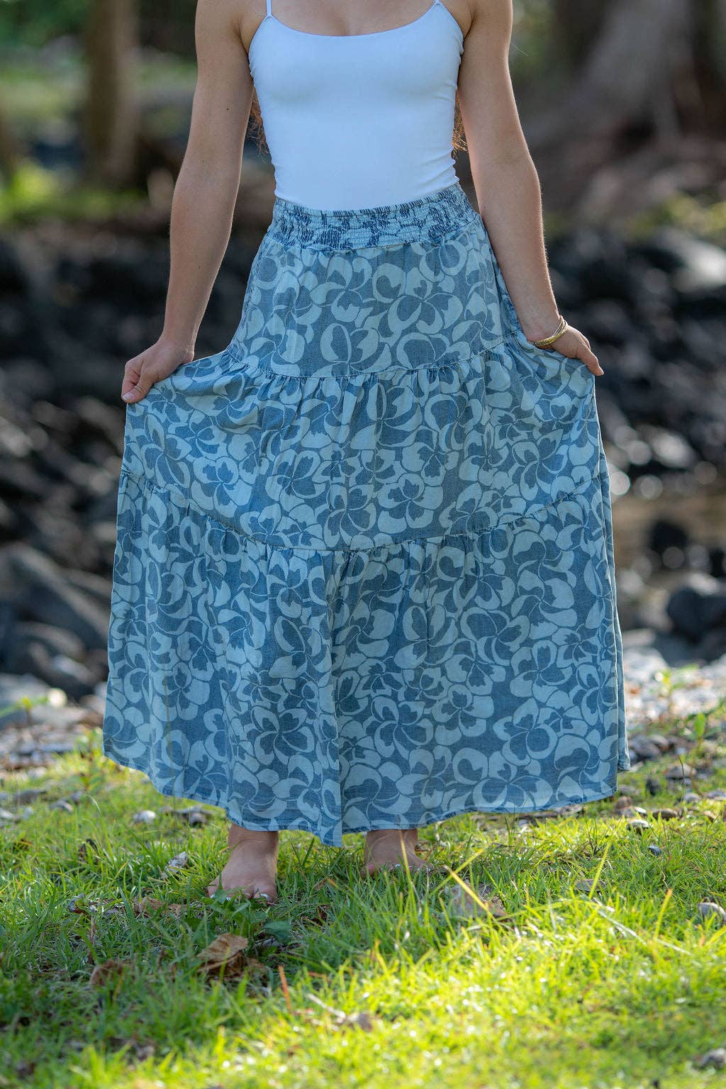 Women's Maxi Skirt in Plumeria Heaven