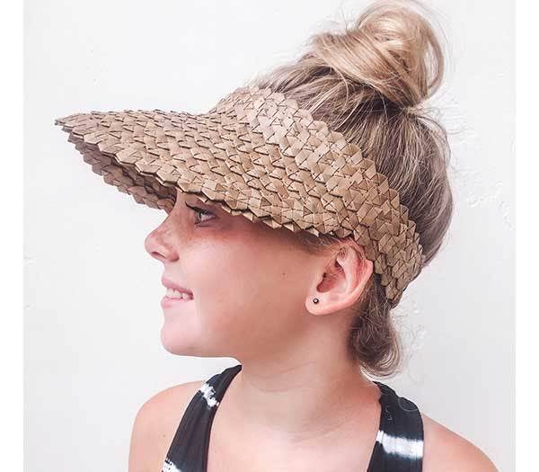 Straw Hat Straw Visor Summer Beach Sun Cap - Kids (Brown)