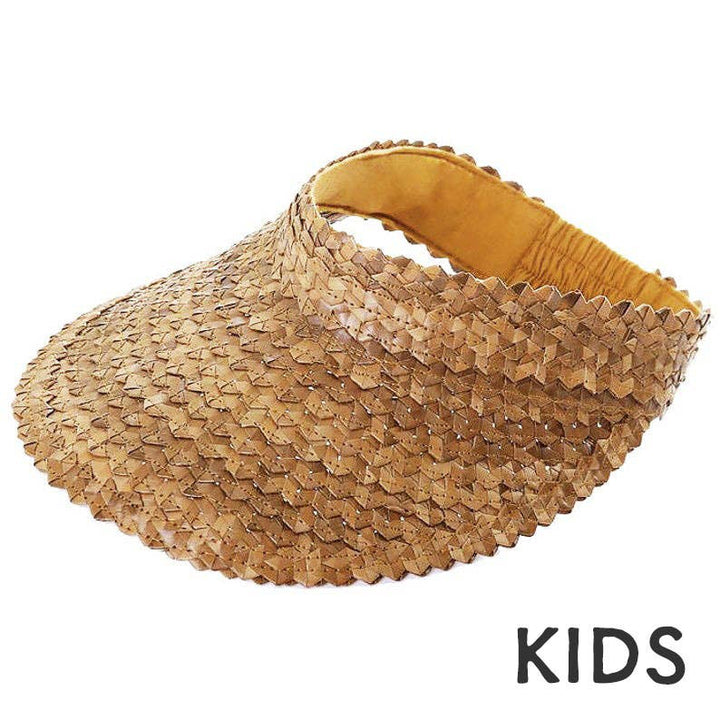 Straw Hat Straw Visor Summer Beach Sun Cap - Kids (Brown)