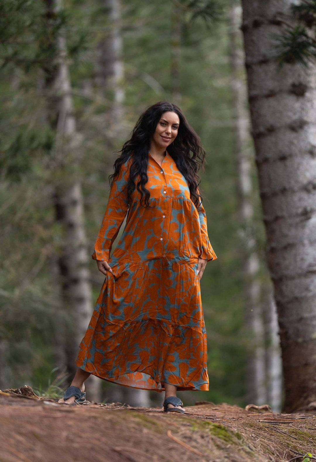 Womens Retro Maxi Dress in valley