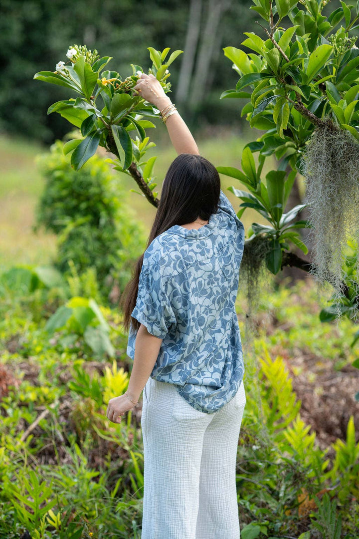 Womens Oversized Shirt in Plumeria Heaven