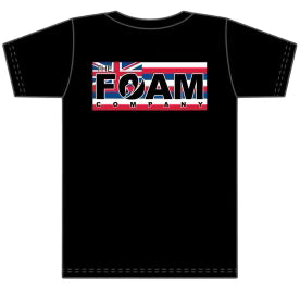 Foam Co: Hawaiian Flag Box Logo HEAVYCOTTON T-shirt (Black)