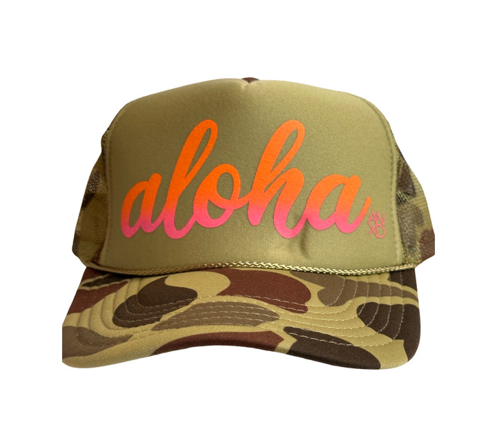 Aloha Scrypt Aloha Script Trucker Hat – The Foam Co.