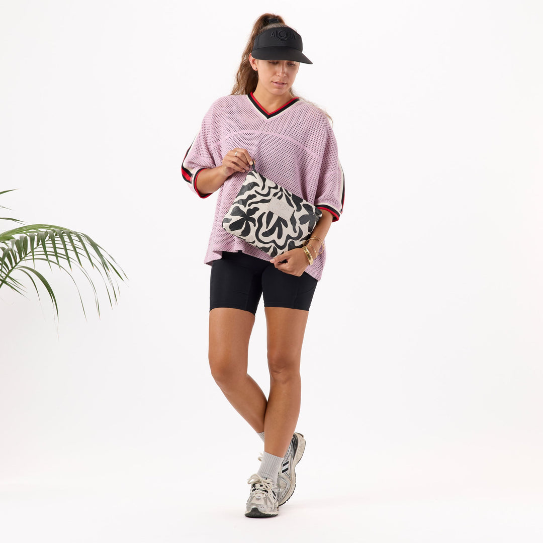 Float Mid Pouch in Black on Sandstone