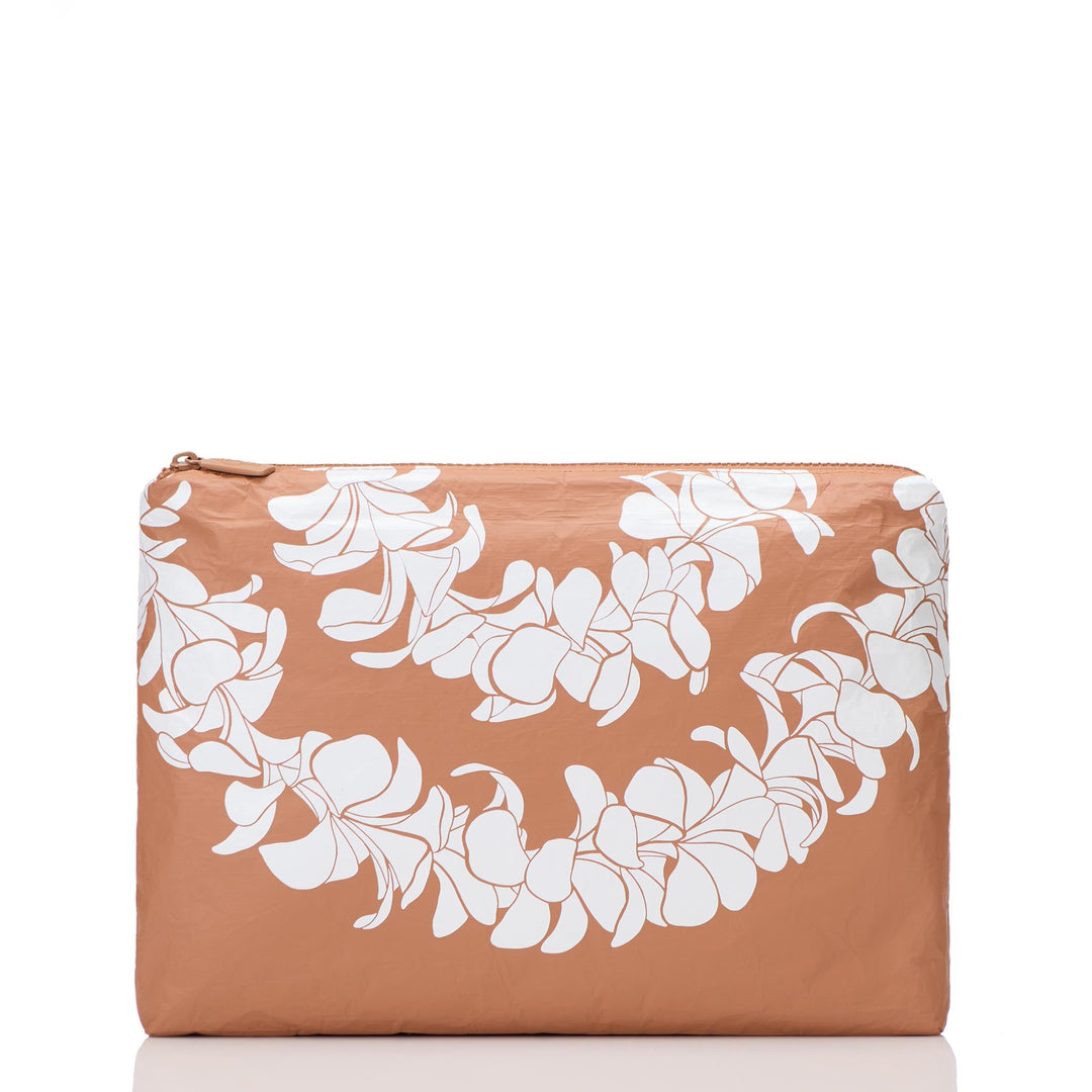 Plumeria Lei Mid Pouch Toffee