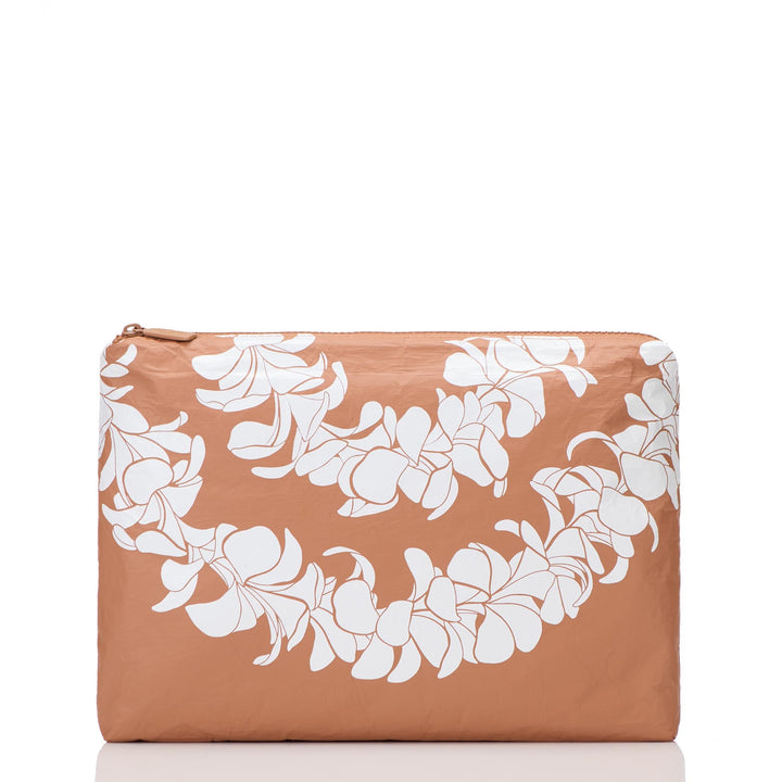 Plumeria Lei Mid Pouch Toffee