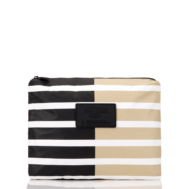 Sporty Stripe Mid Pouch in Latte
