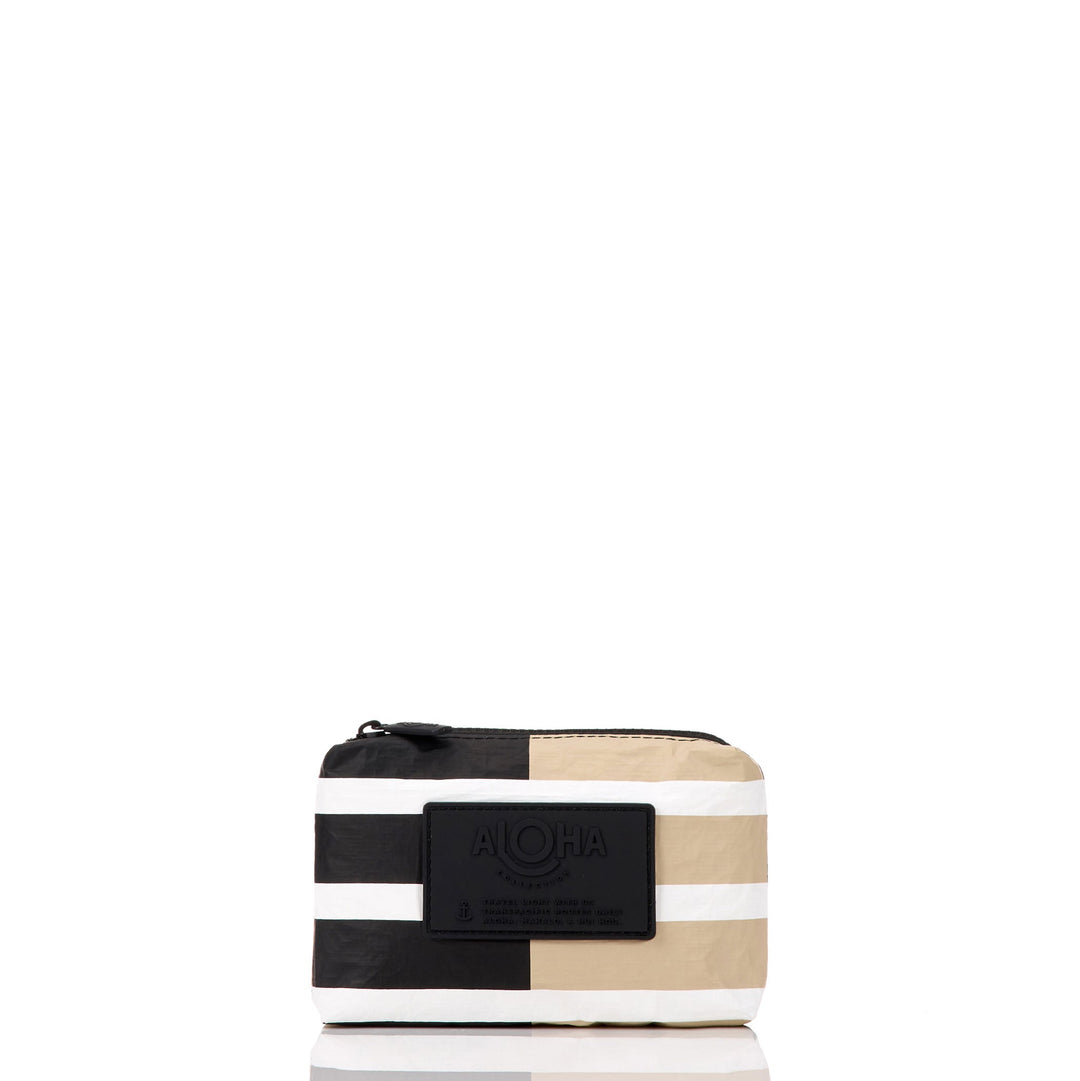 Sporty Stripe Mini Pouch in Latte