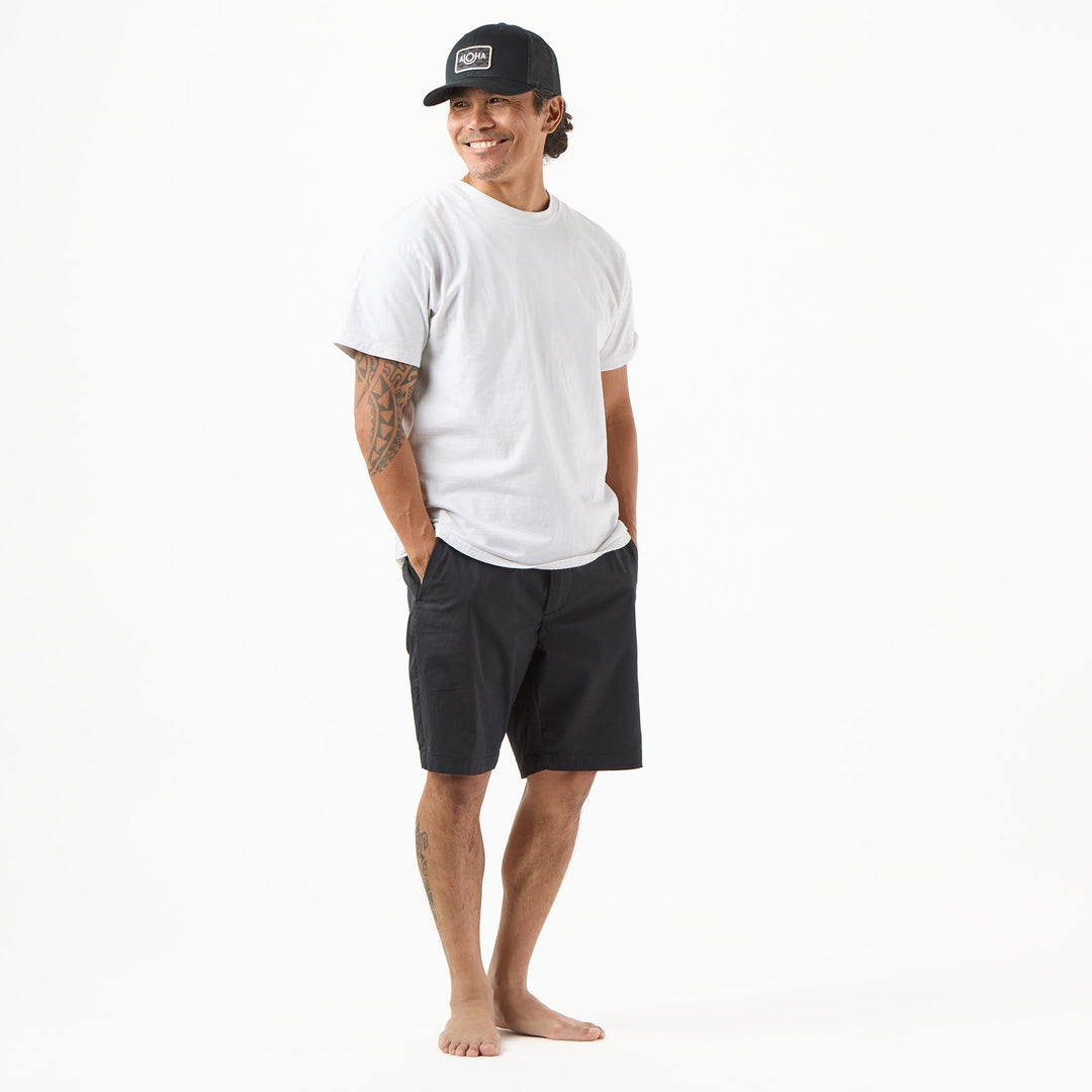ALOHA Label Retro Trucker Hat in Black
