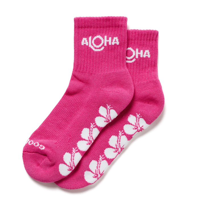 Aloha Hana Hou Shortie Sock - Neon Pink