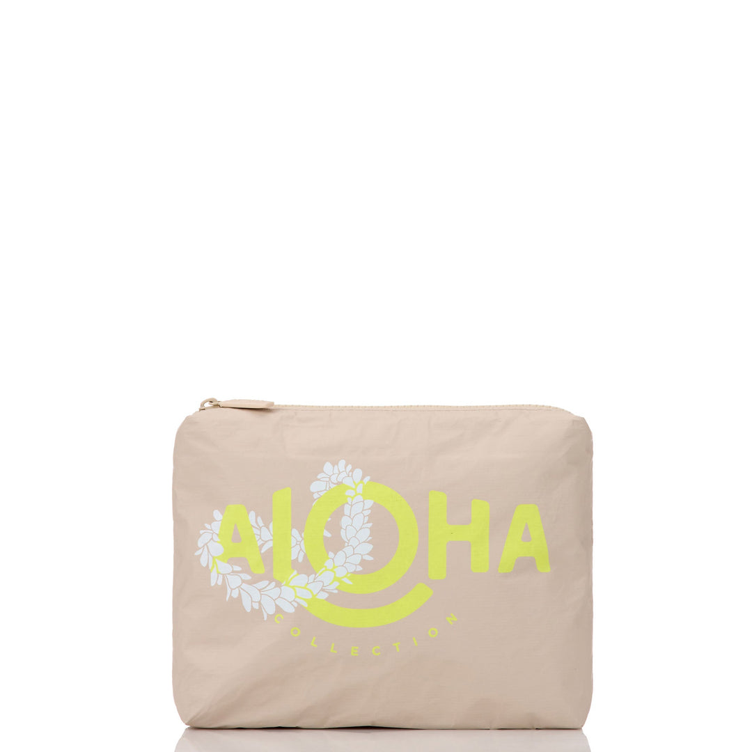 Lei ALOHA Small Pouch in Highlighter on Sandstone