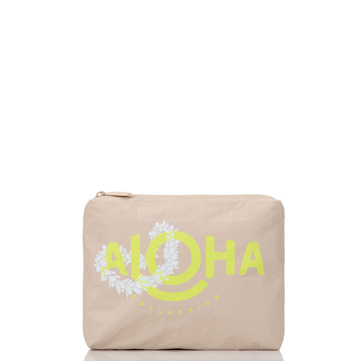Lei ALOHA Small Pouch in Highlighter on Sandstone