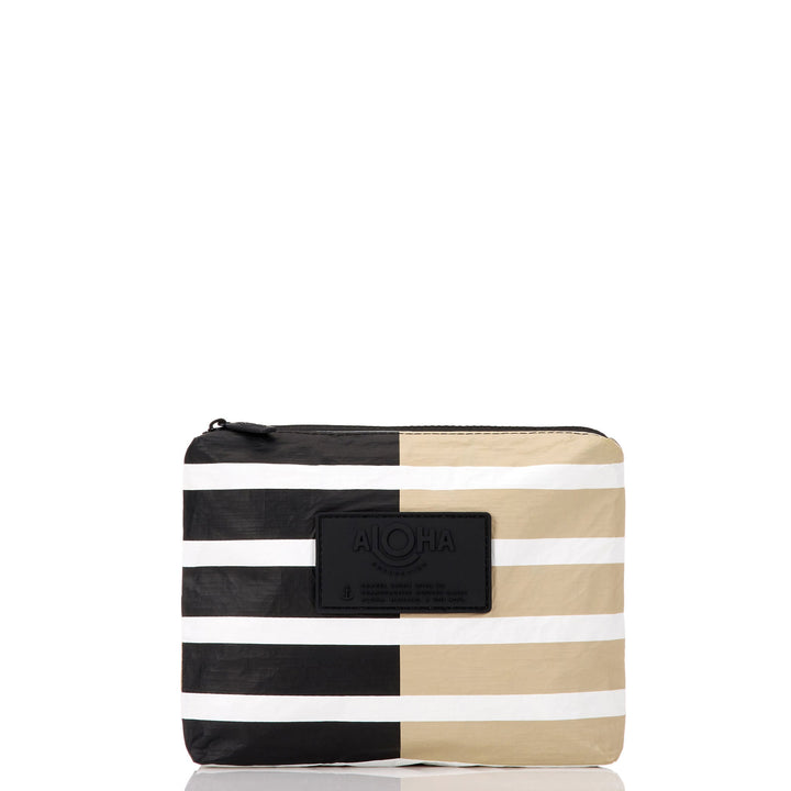 Sporty Stripe Small Pouch in Latte