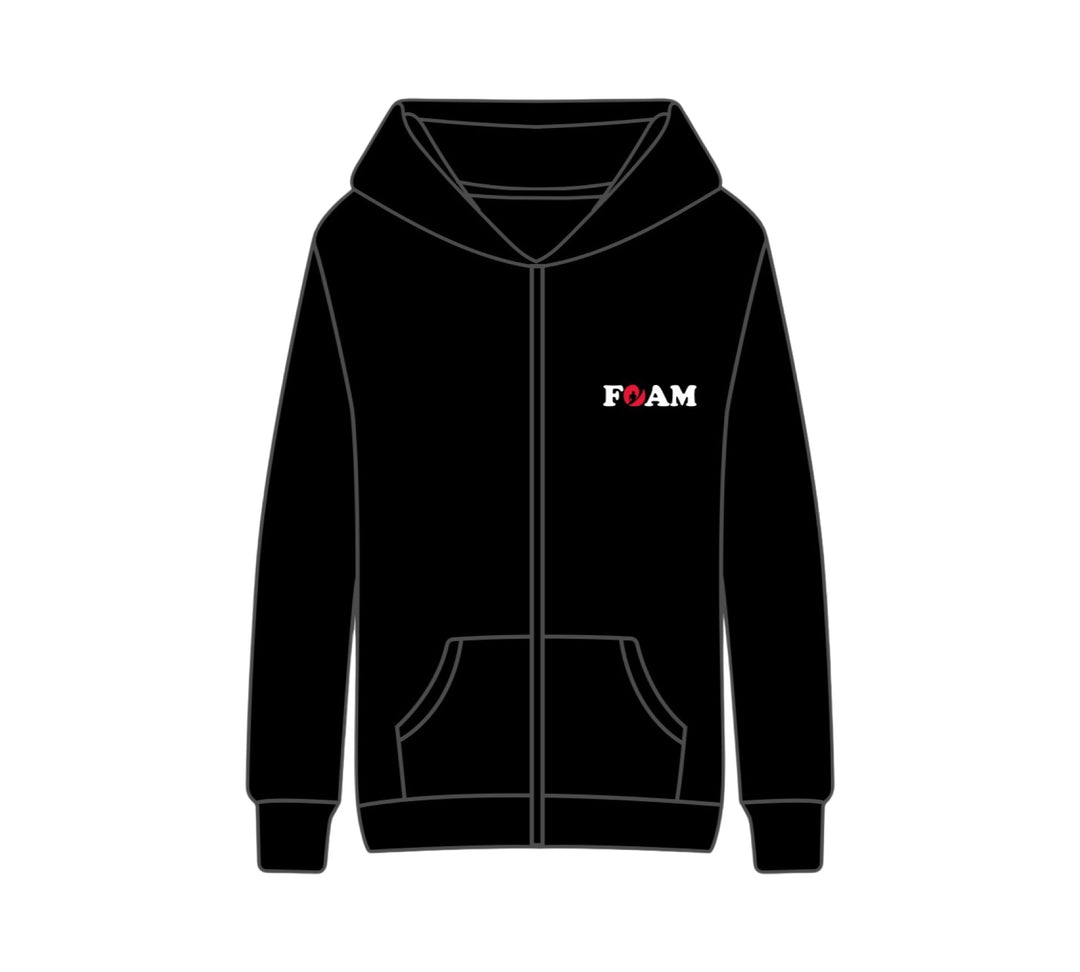 Foam Co: Fat Flex Zipper Hoody Black with RED Ink