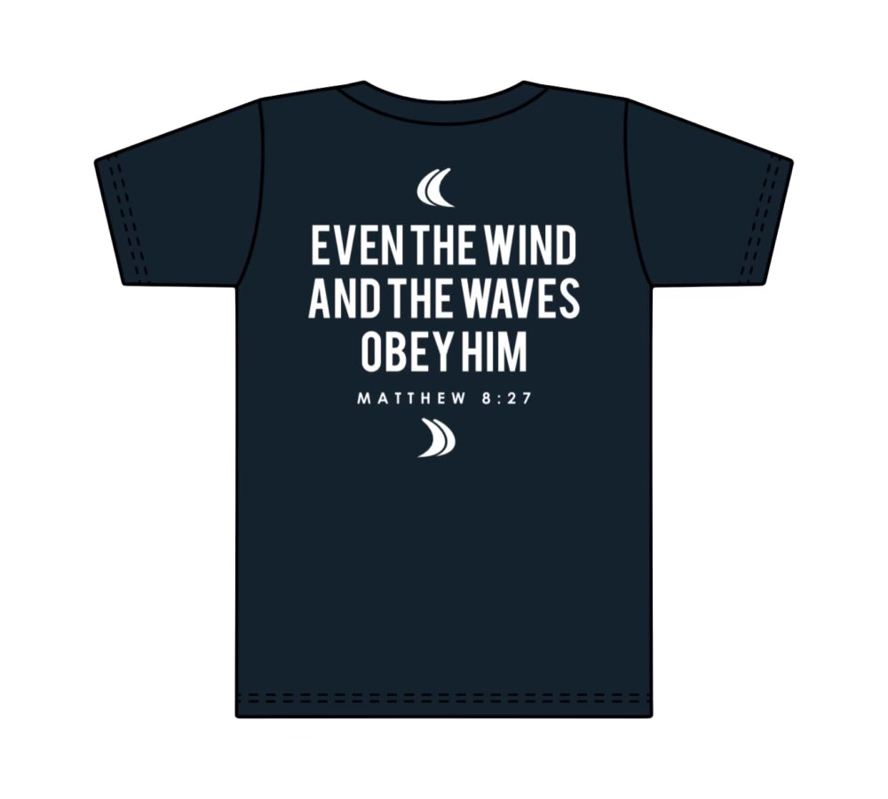 Foam Co Wind and Waves T-Shirt: Navy with White Ink