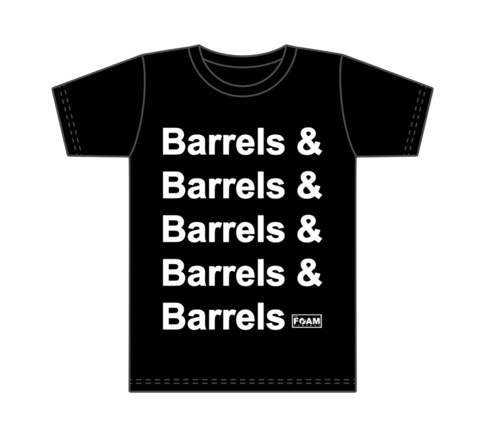 Foam Co: Barrels & Barrels Men's T-Shirt: Black with White Ink