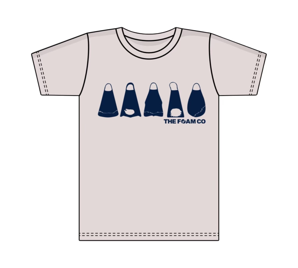 Foam Co: Fins T-Shirt: Ice Grey w/ Navy Ink