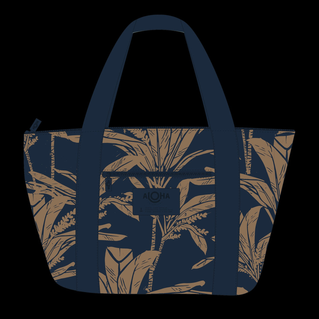 Ti Leaf Nylon Zipper Tote - Tan Neptune
