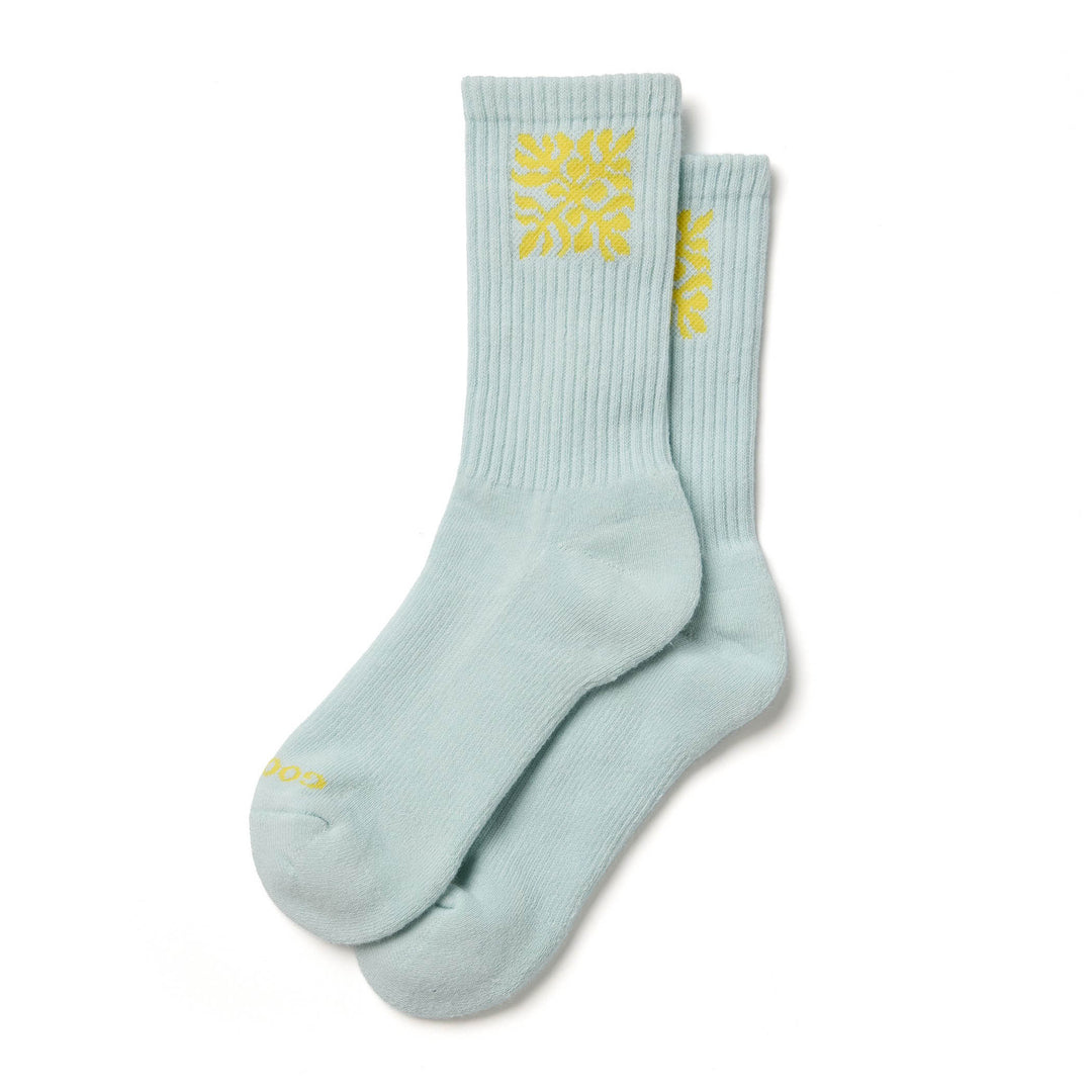 Applique Crew Socks - Ice
