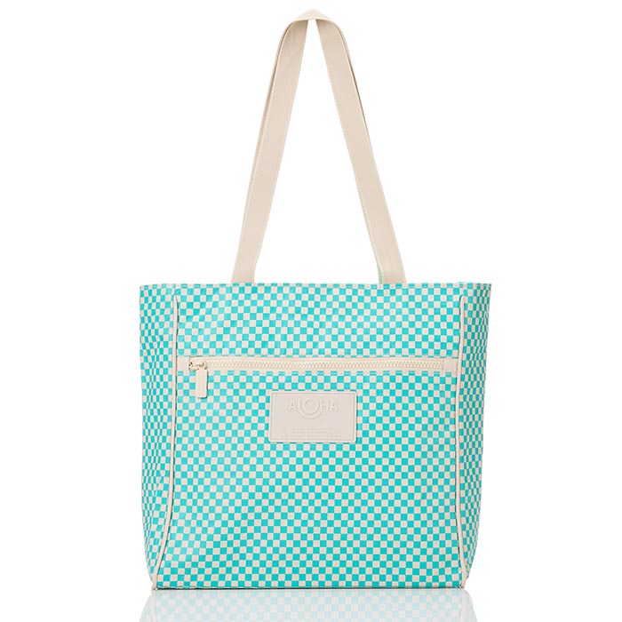 Tiny Check Go-To Tote - Lagoon/Sandstone