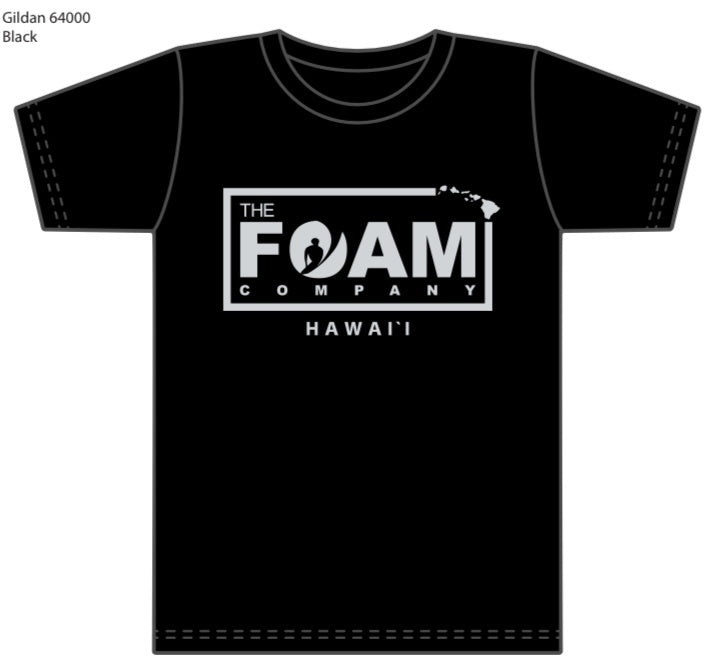 Foam Co: "Wind and Waves" T-Shirt: Black with Light Grey Ink