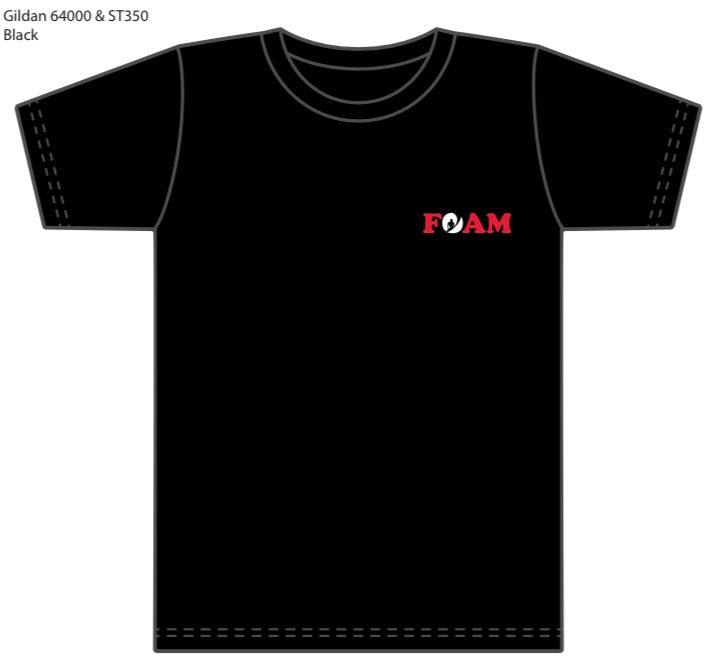 Foam Co: Moisture Wicking Fat Flex Men's T-Shirt Black with Red/White Ink