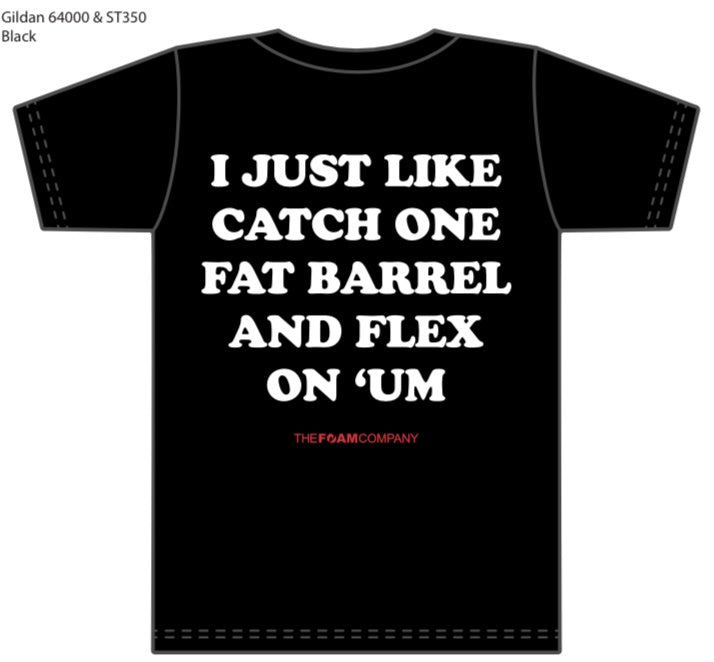 Foam Co: Moisture Wicking Fat Flex Men's T-Shirt Black with White Ink