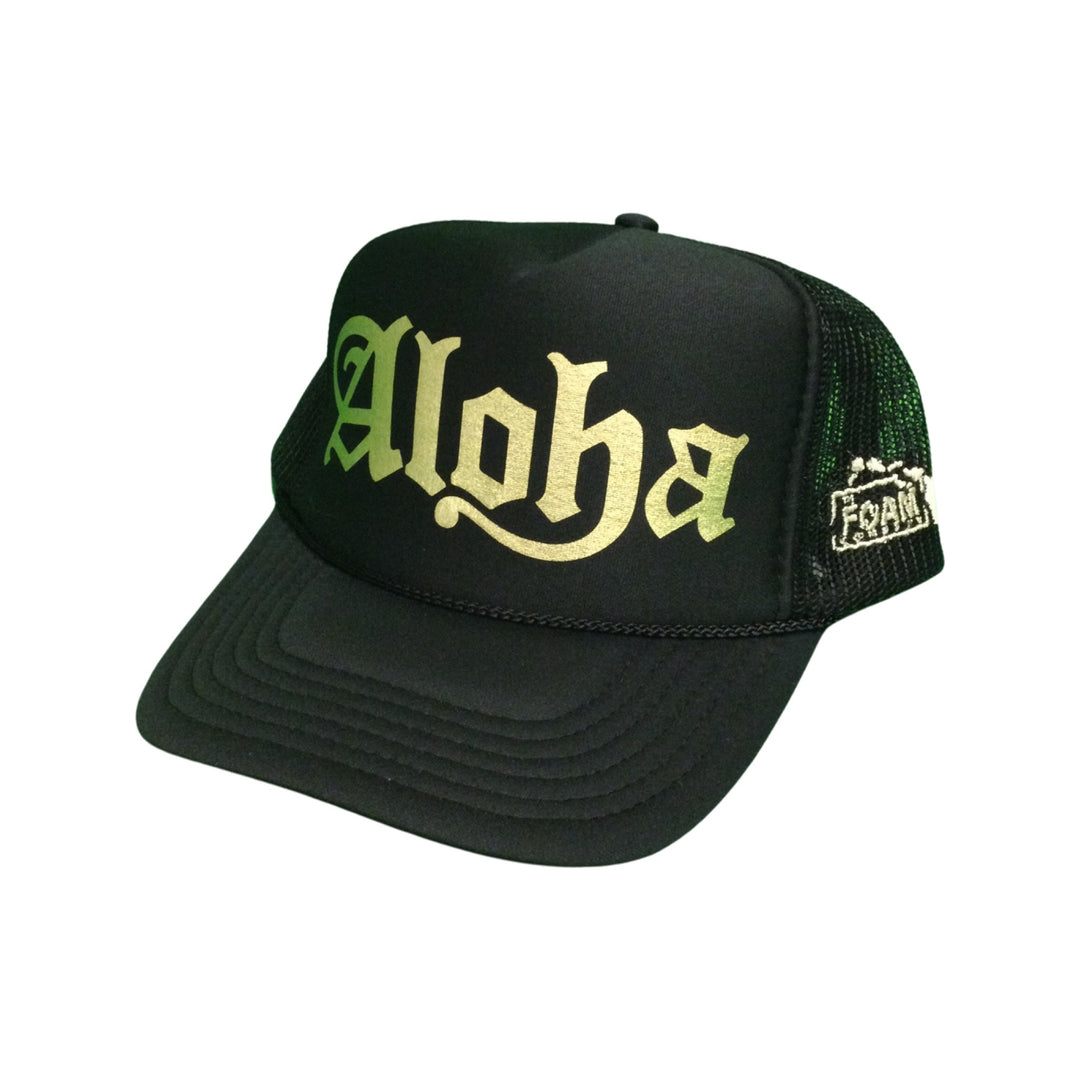 Foam Co Old English Aloha Trucker Hat Black/Gold
