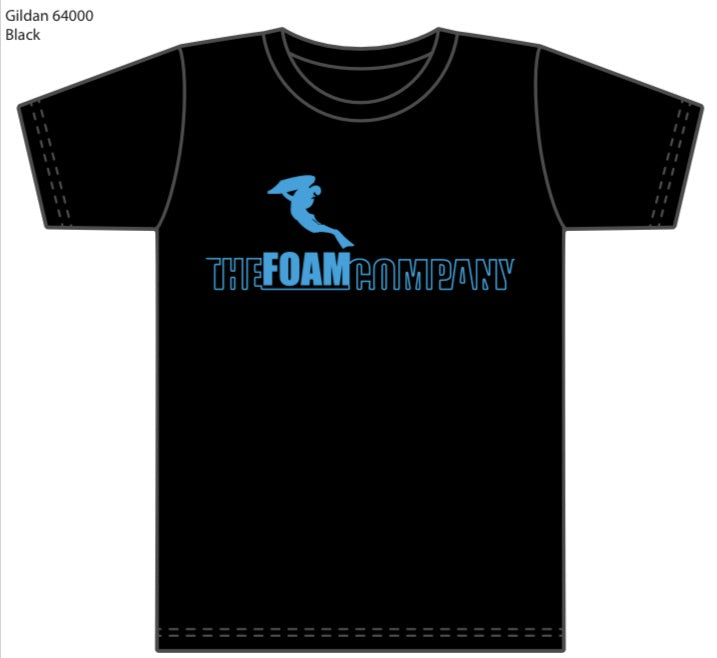 Foam Co Air Foam Logo Men's T-Shirt: Black with Blue ink